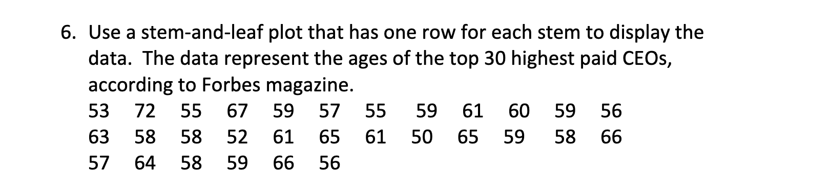 Solved Use a stem-and-leaf plot that has one row for each | Chegg.com