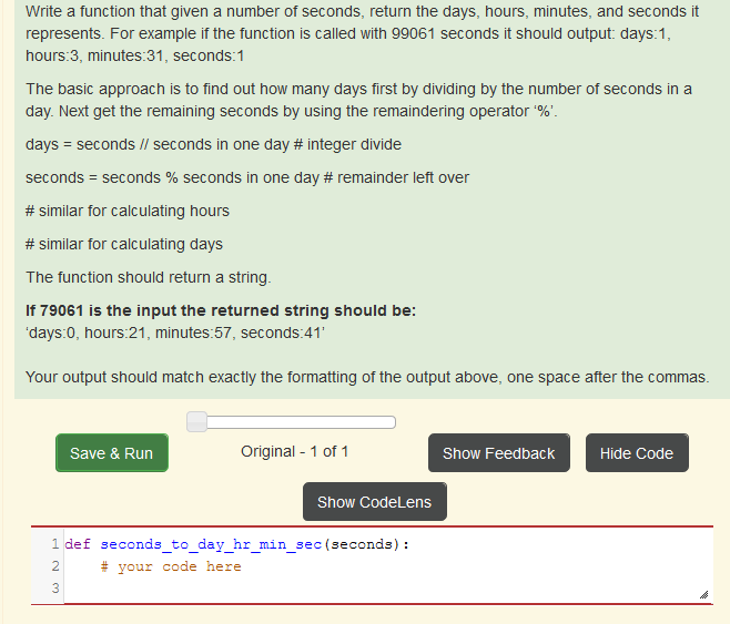 Solved Write a function that given a number of seconds, | Chegg.com