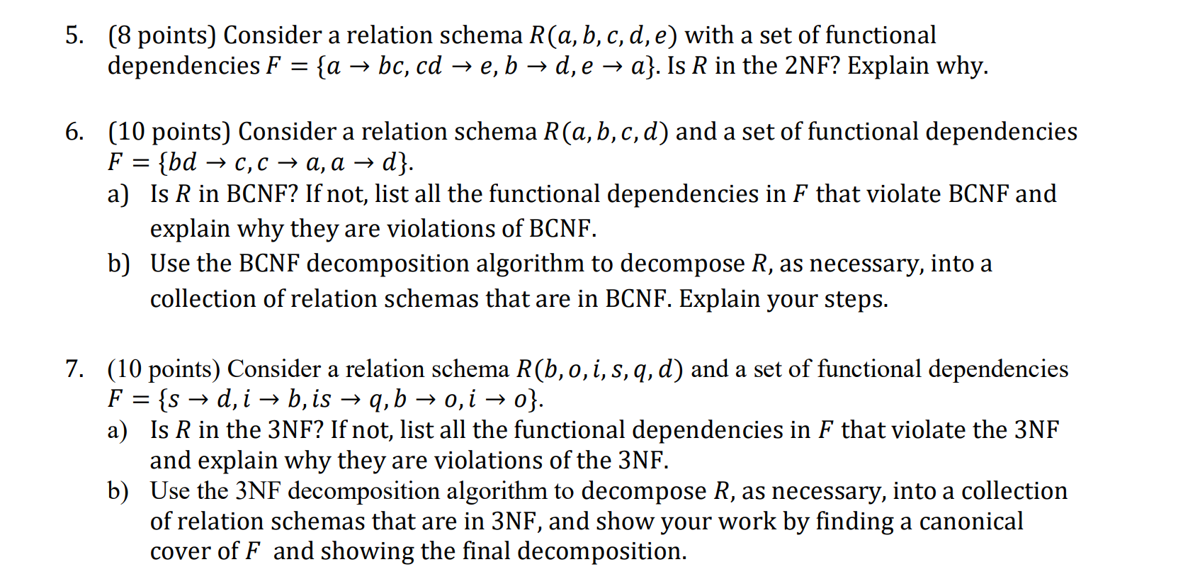 Solved 5. (8 Points) Consider A Relation Schema R(a,b,c,d,e) | Chegg.com