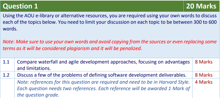 Solved Question 1 20 Marks Using the AOU e-library or | Chegg.com