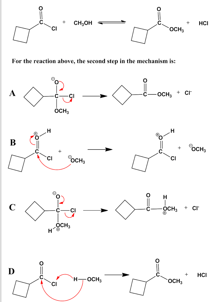 Solved O=U OEU CH3OH + HCI CI OCH3 For the reaction above, | Chegg.com