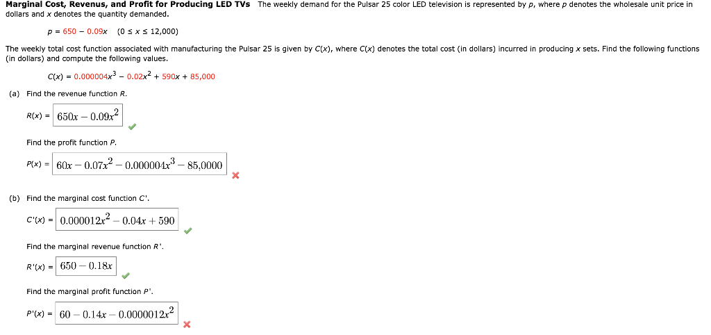 Solved Marginal Cost Revenus And Profit For Producing L Chegg Com