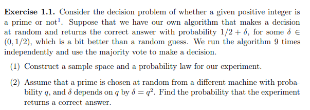 Solved Exercise 1.1. Consider the decision problem of | Chegg.com