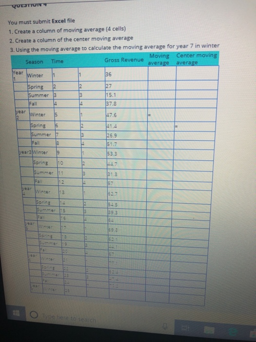 You must submit Excel file 1. Create a column of