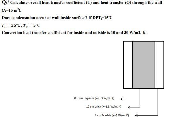 Solved Q1/ Calculate overall heat transfer coefficient (U) | Chegg.com