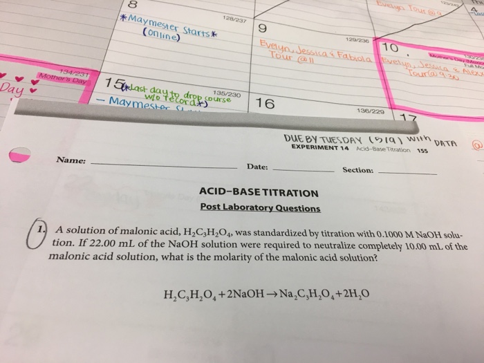 Solved A solution of malonic acid, H_2 C_3 H_2 O_4, was