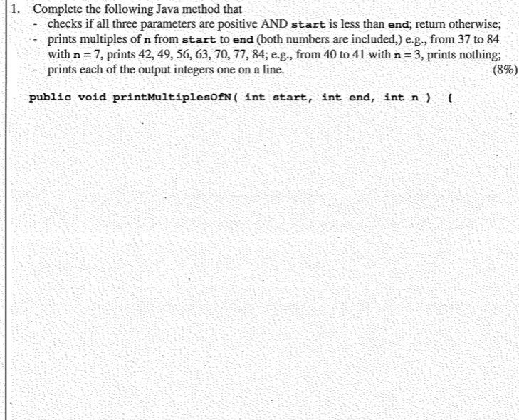 Complete the following Java method thatchecks if all | Chegg.com