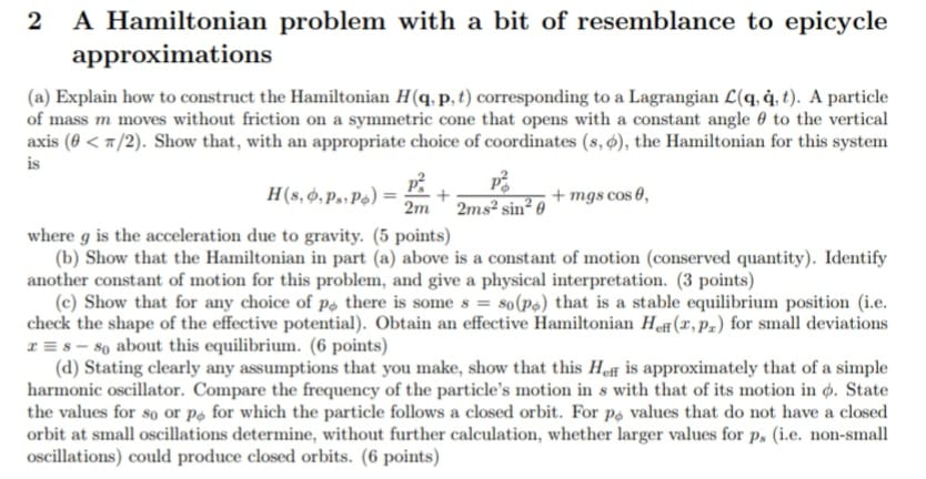 Solved 2 A Hamiltonian problem with a bit of resemblance to | Chegg.com