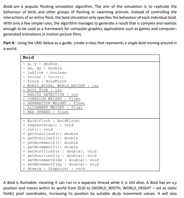 Boids are a popular flocking simulation algorithm. | Chegg.com