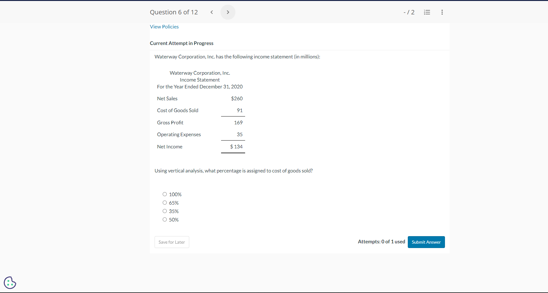Solved Current Attempt In Progress Waterway Corporation Chegg