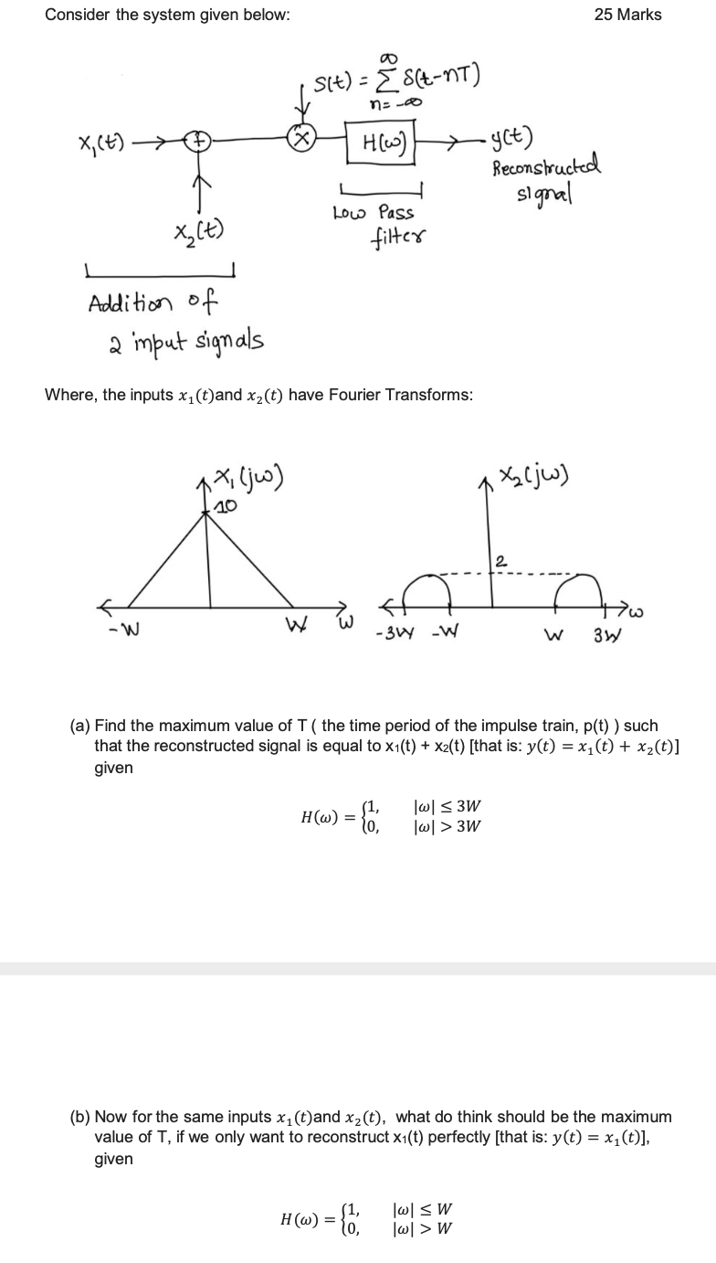 Solved Consider The System Given Below 25 Marks S T E Chegg Com