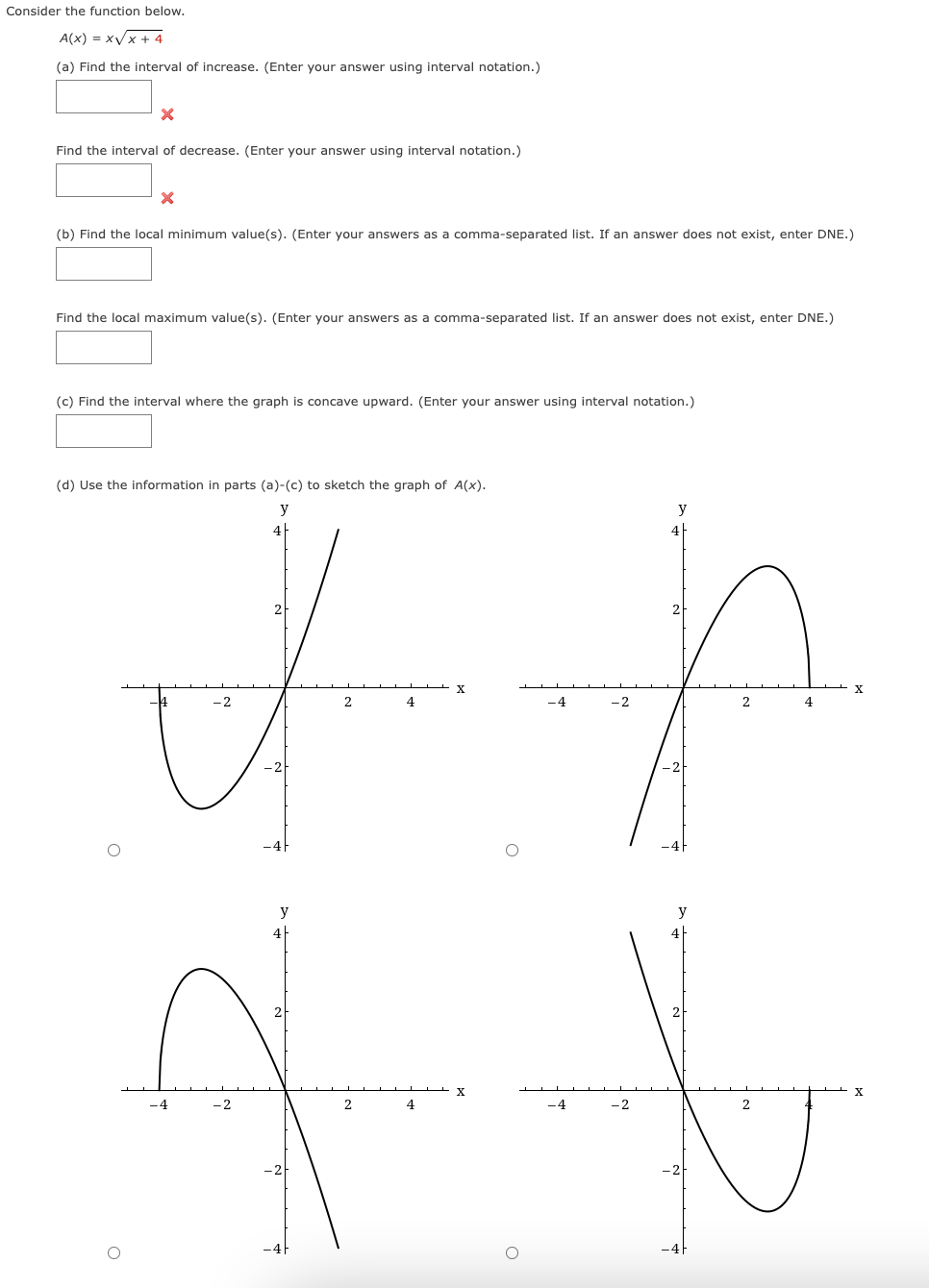 Solved consider the function below a x xx 4 a find the chegg