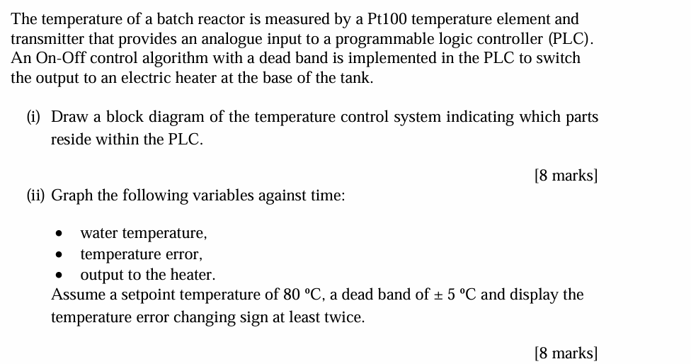 Solved The temperature of a batch reactor is measured by a | Chegg.com