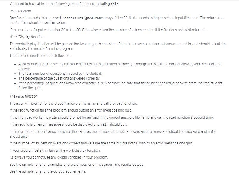 Solved C++ requirements • The program must make use of two