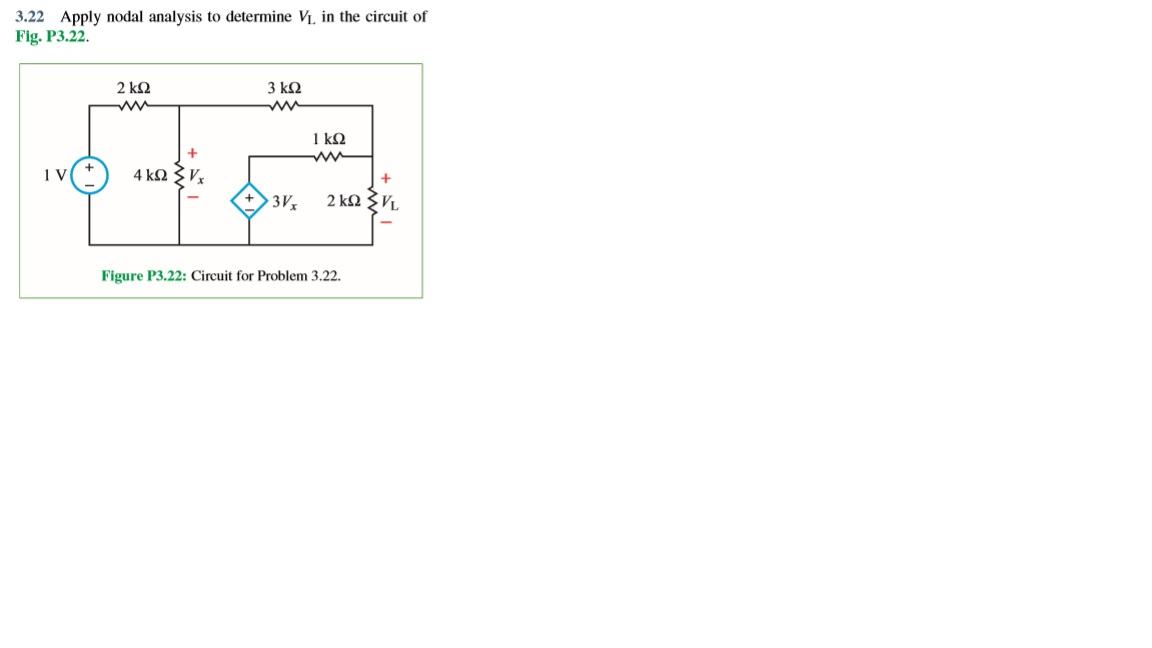 Solved 3.22 Apply Nodal Analysis To Determine Vl In The 