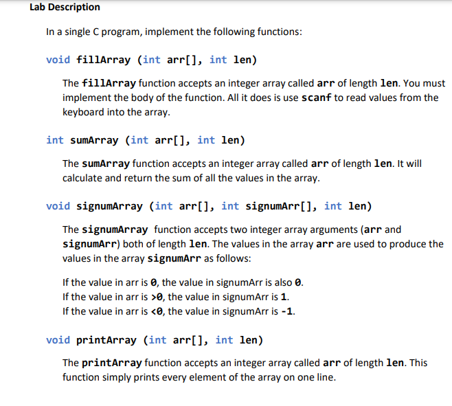 Solved Lab Description In A Single C Program Implement The 6114