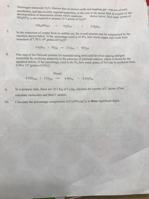 Solved 6. Dinitrogen monoxide N20- Known also as nitrous | Chegg.com