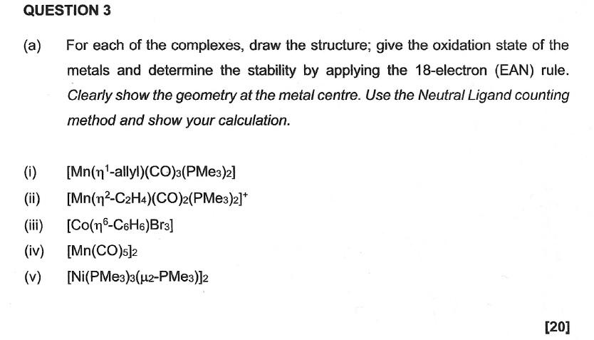 Solved a For each of the complexes draw the structure Chegg