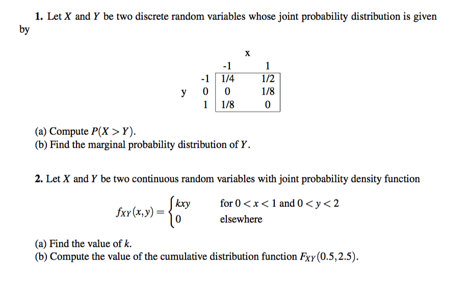 Solved 1. Let X And Y Be Two Discrete Random Variables Whose | Chegg.com