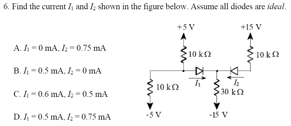 Solved 6. Find the current I1 and I2 shown in the figure | Chegg.com
