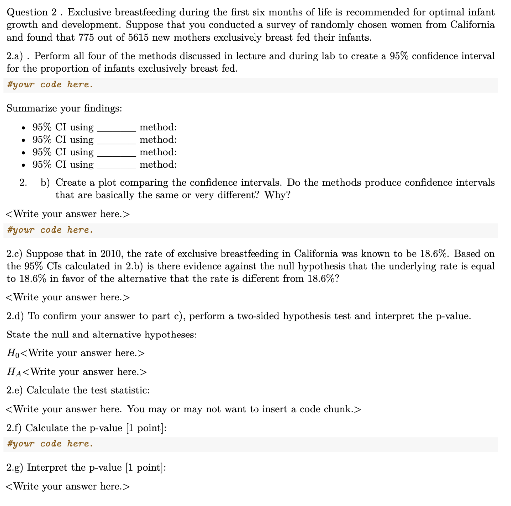 Question 2 . Exclusive breastfeeding during the first | Chegg.com