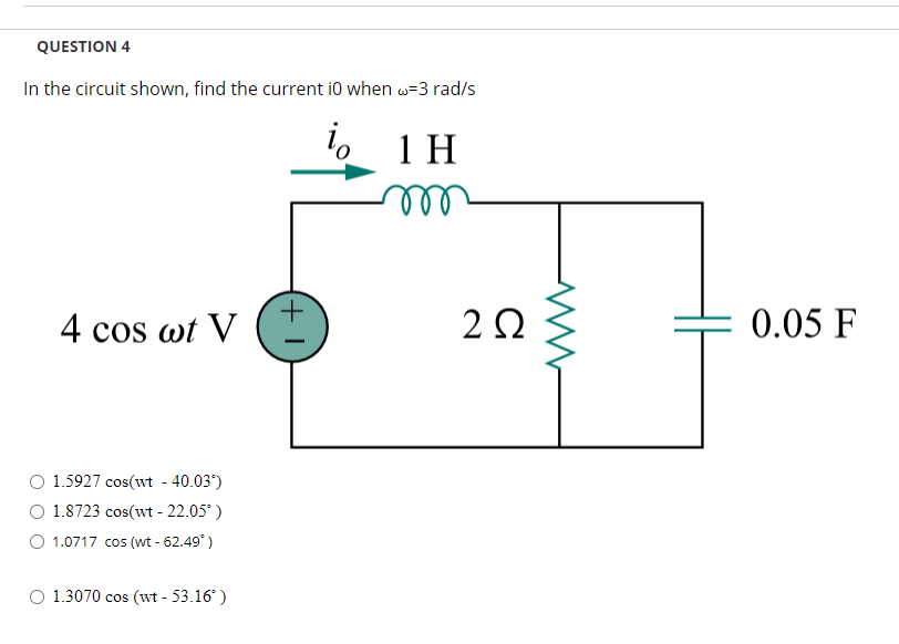Solved QUESTION 4 In the circuit shown, find the current iO | Chegg.com