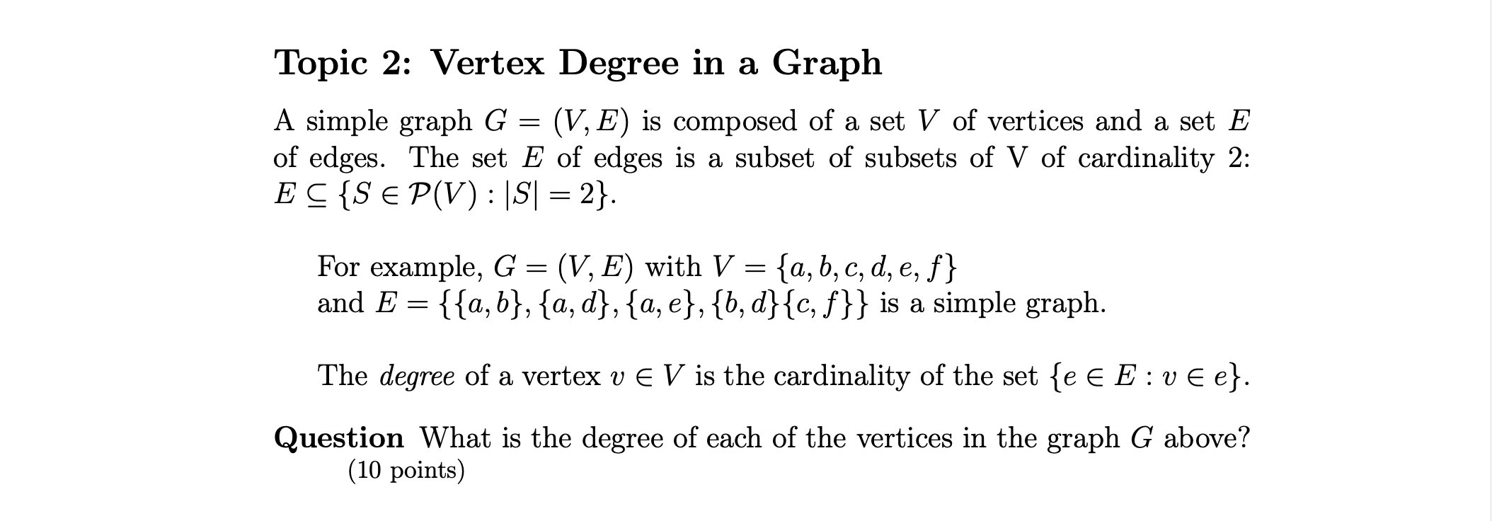 Solved Topic 2 Vertex Degree in a GraphA simple graph