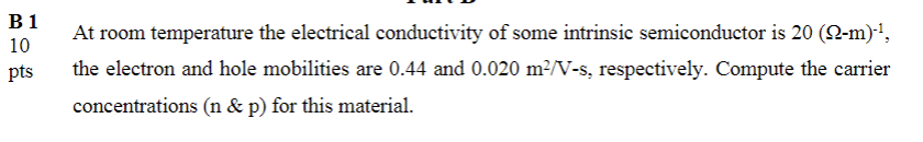 Solved At room temperature the electrical conductivity of | Chegg.com