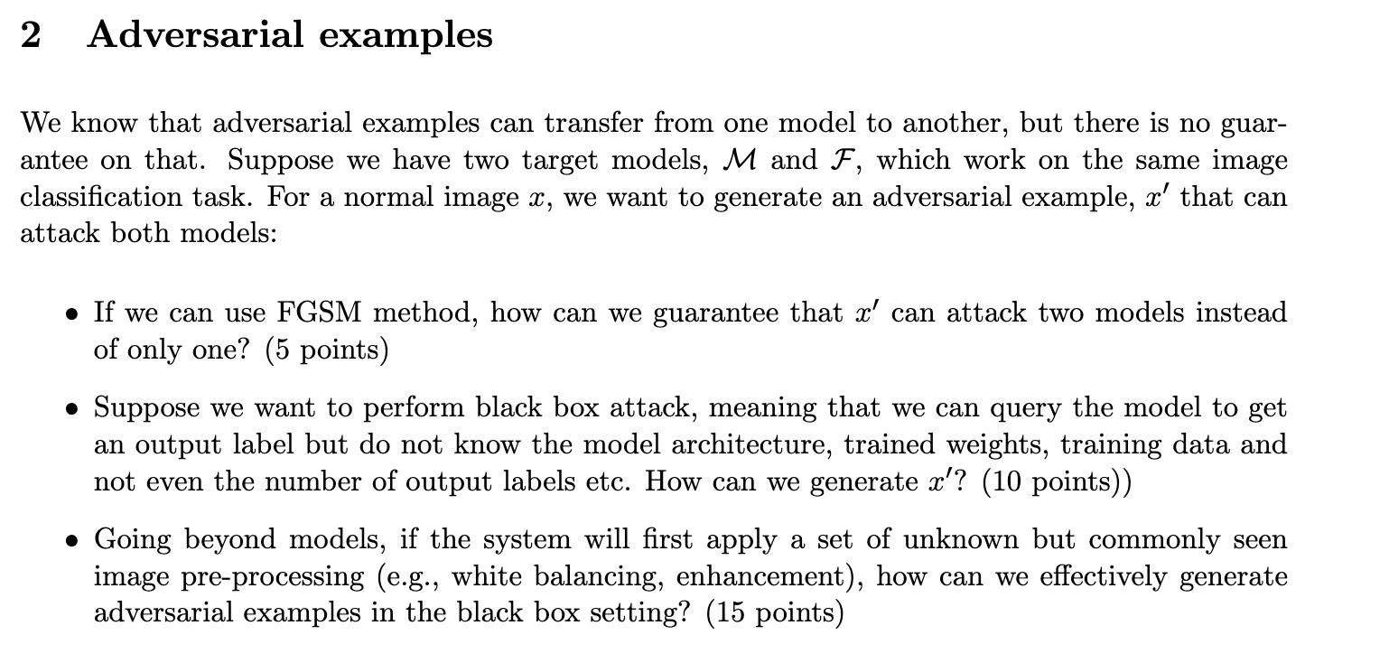 2 Adversarial examples We know that adversarial | Chegg.com