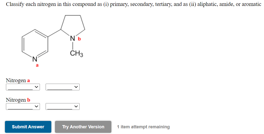 Solved Classify each nitrogen in this compound as (i) | Chegg.com