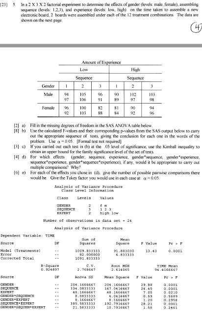 Solved 23) 5 In a 2 X 3 X 2 factorial experiment to | Chegg.com