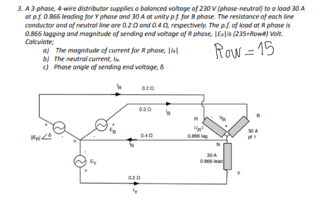 Solved 3. A 3-phase, 4-wire distributor supplies a balanced | Chegg.com