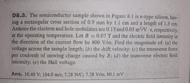 Solved 08.3. The semiconductor sample shown in Figure 8.1 is | Chegg.com