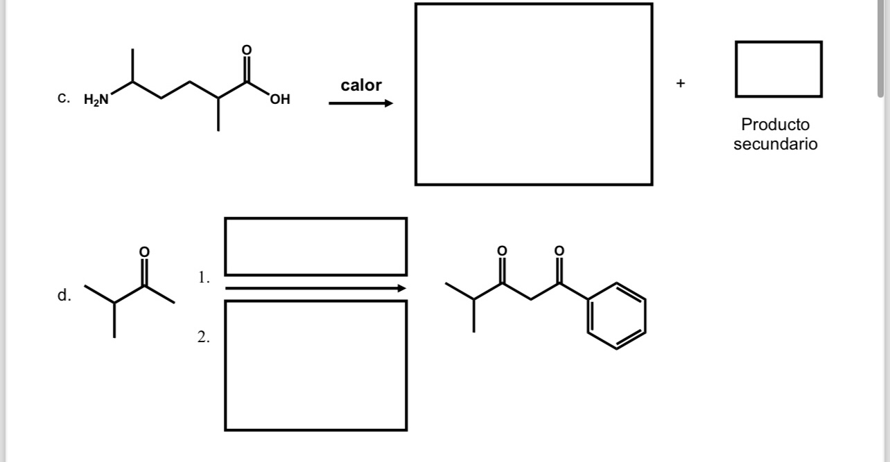 c. Producto secundario d. 1. 2.