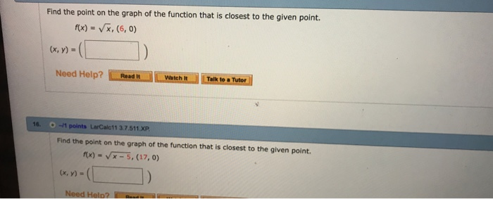 Solved Find the point on the graph of the function that is | Chegg.com