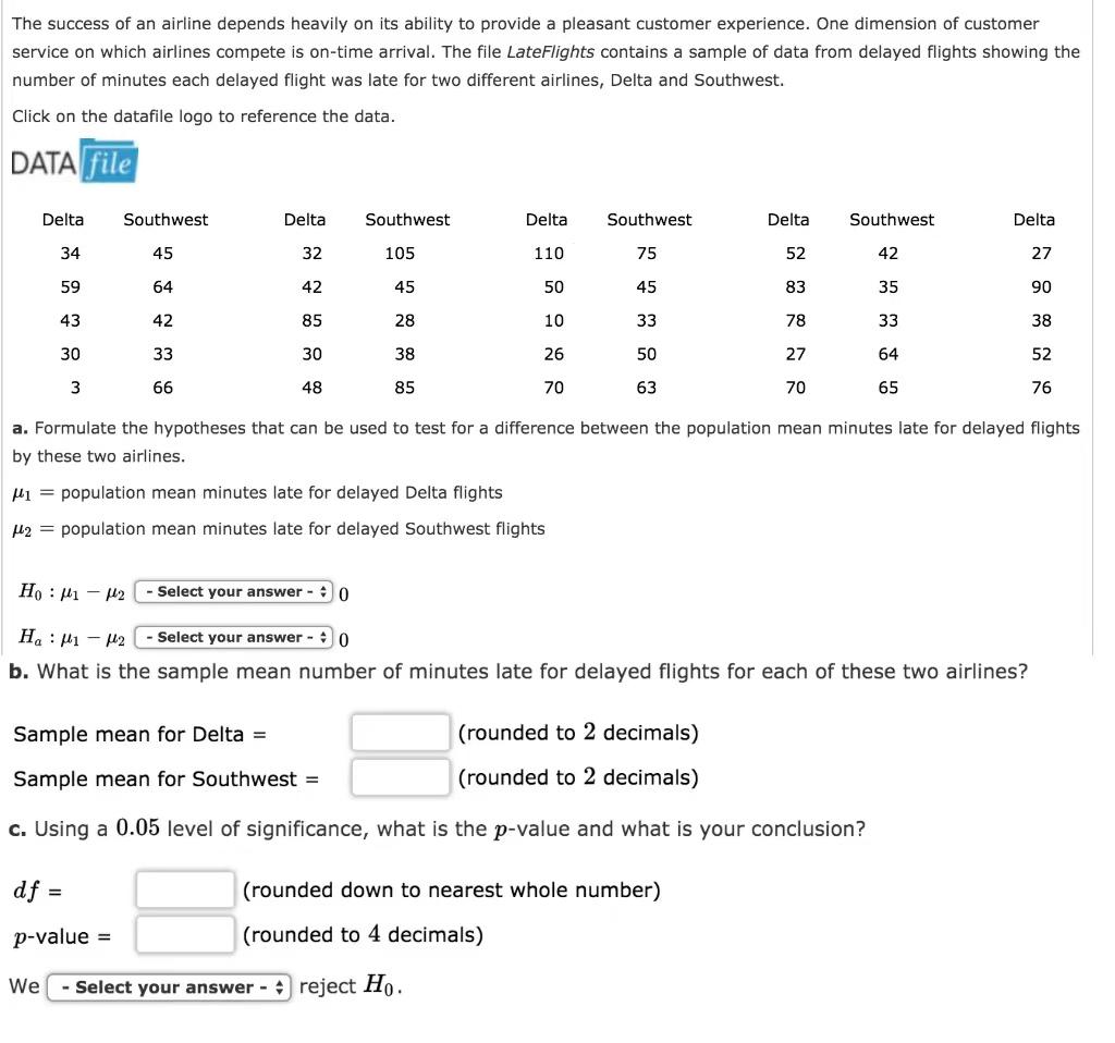 Solved The success of an airline depends heavily on its | Chegg.com