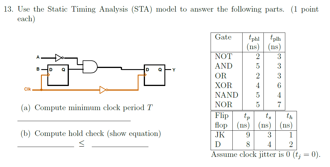 Solved 13. Use the Static Timing Analysis (STA) model to | Chegg.com