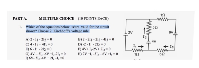 Solved 1? PARTA. MULTIPLE CHOICE (10 POINTS EACH) 1. Which | Chegg.com