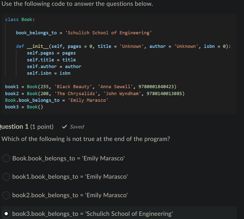 Solved Use the following code to answer the questions below. | Chegg.com