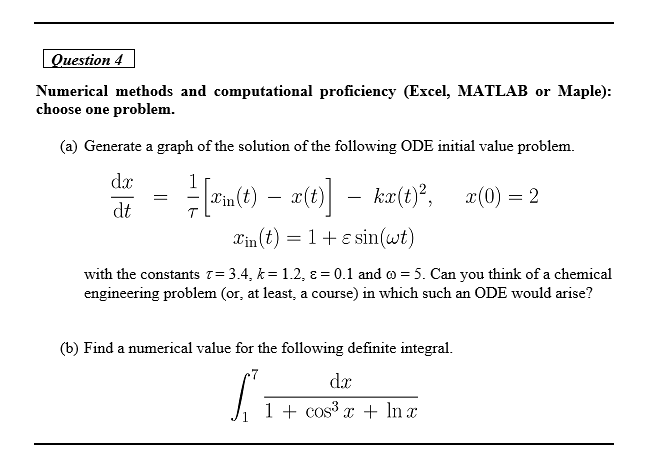 Solved Ouestion 4 Numerical methods and computational | Chegg.com