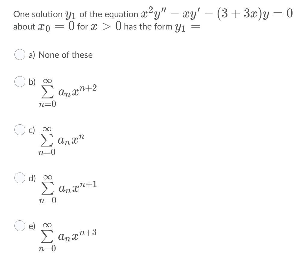 Solved One solution Y1 of the equation xạy