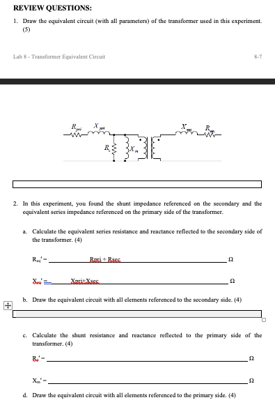 Solved REVIEW QUESTIONS: 1. Draw the equivalent circuit | Chegg.com