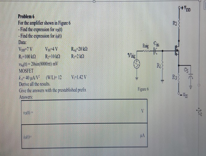 Solved 21%D Problem 1 For the amplifier shown in Figure 1, | Chegg.com