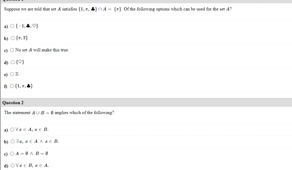 Solved Suppose we are told that set A satisfies | Chegg.com