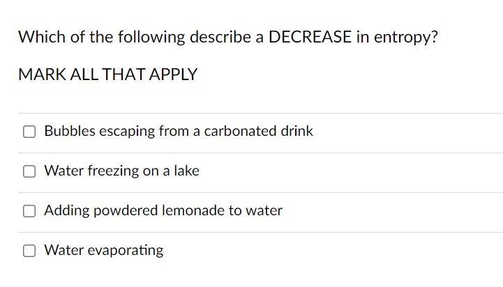 Solved Which of the following describe a DECREASE in | Chegg.com