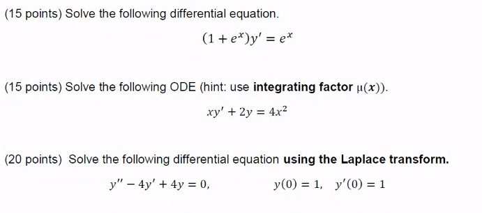 Solved (15 points) Solve the following differential | Chegg.com