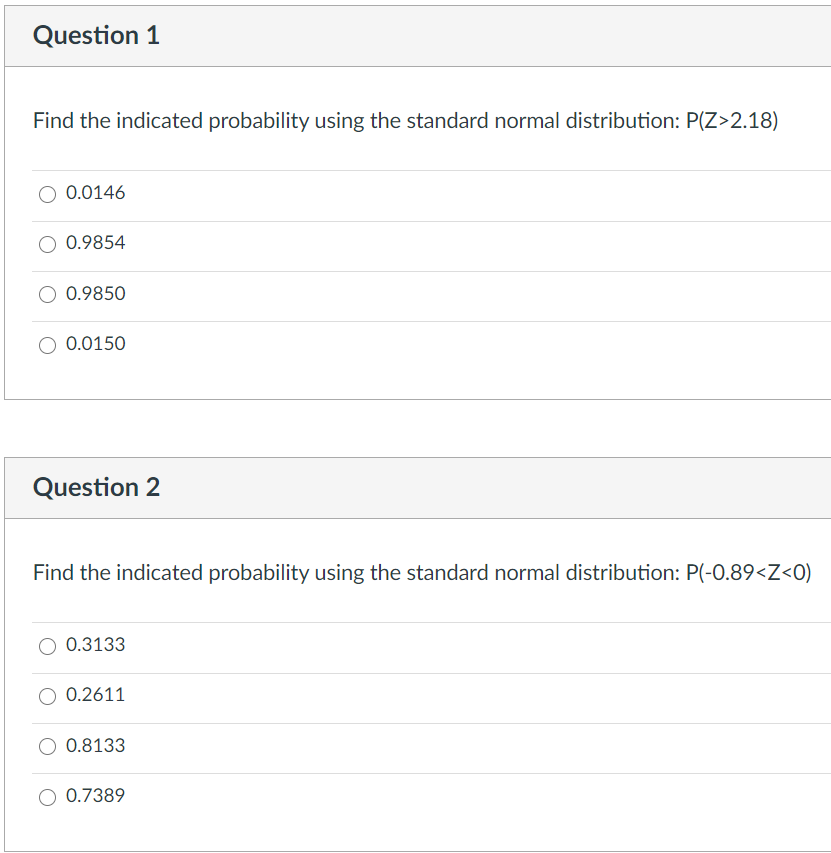 Solved Question 1 Find the indicated probability using the | Chegg.com