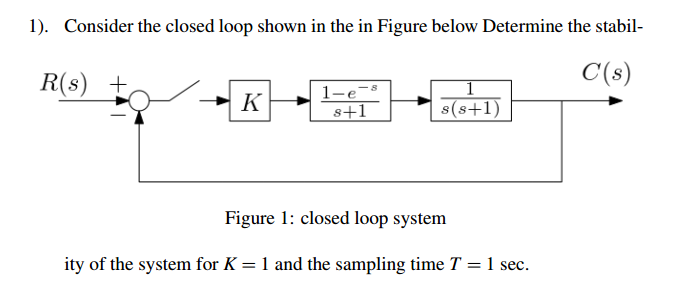 Solved 1). Consider the closed loop shown in the in Figure | Chegg.com