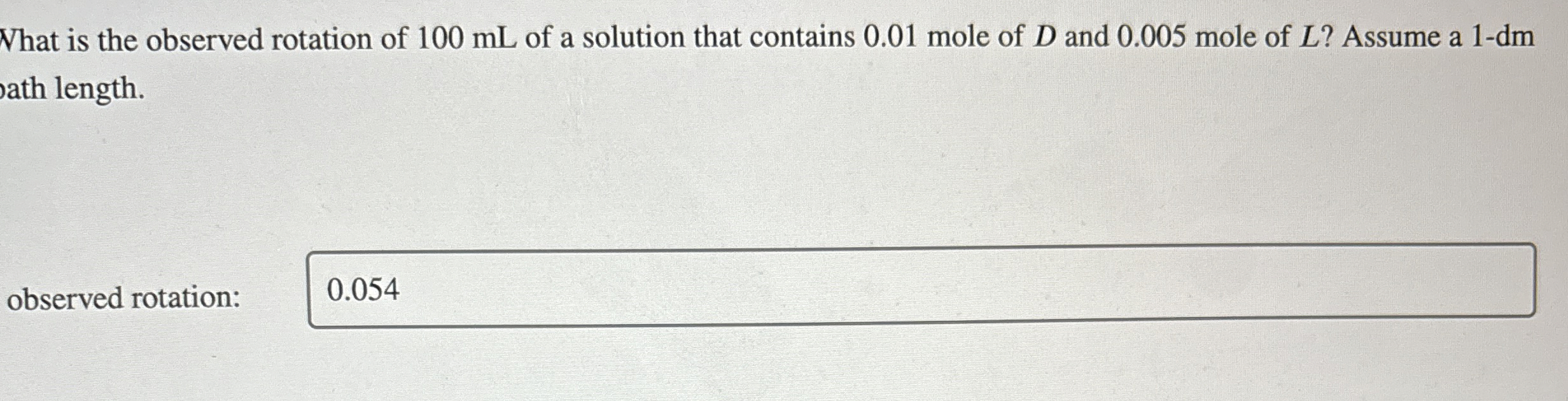 Observed Rotation Solved Problem Solved What is the observed rotation of 100 mL of a | Chegg.com