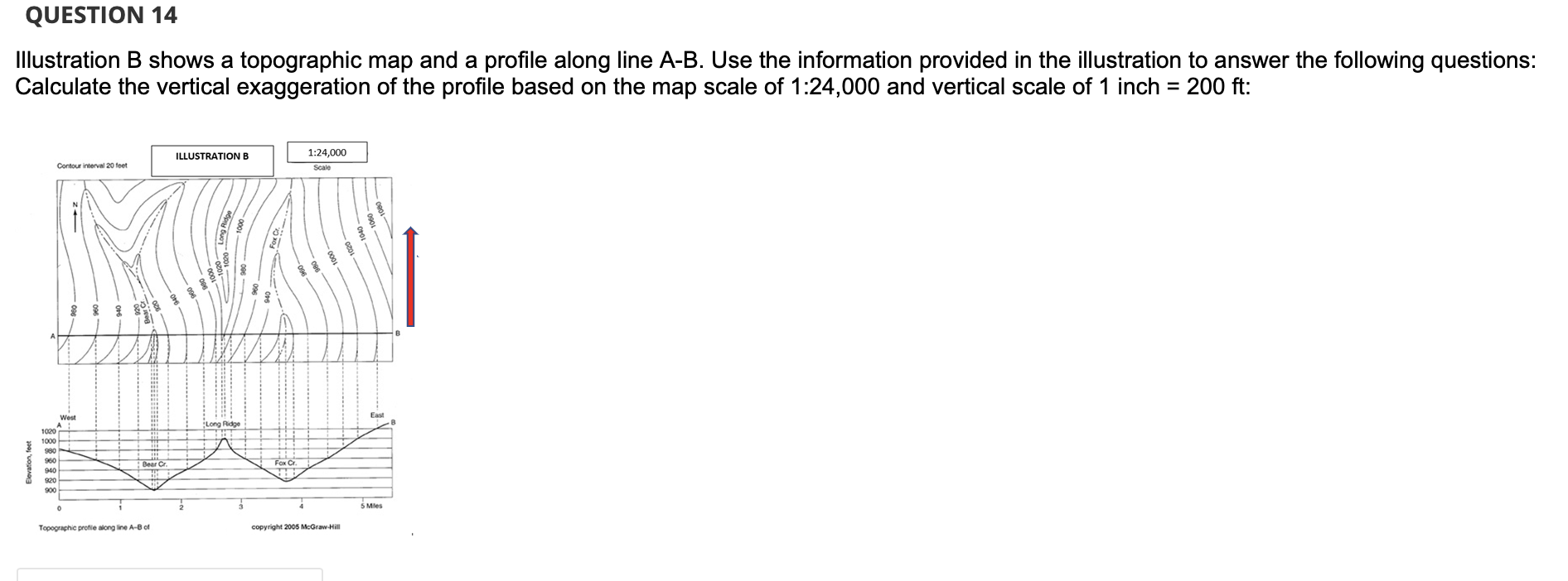 Solved QUESTION 14 Illustration B shows a topographic map | Chegg.com
